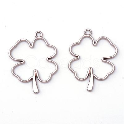 Matte Style Rack Plating Alloy Irish Clover Open Back Bezel Pendants PALLOY-S047-06A-FF-1