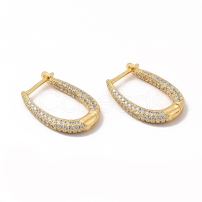 Cubic Zirconia Teardrop Hoop Earrings EJEW-G341-06G-1