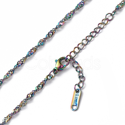 Ion Plating(IP) 304 Stainless Steel Singapore Chain Necklace for Men Women NJEW-K245-013D-1