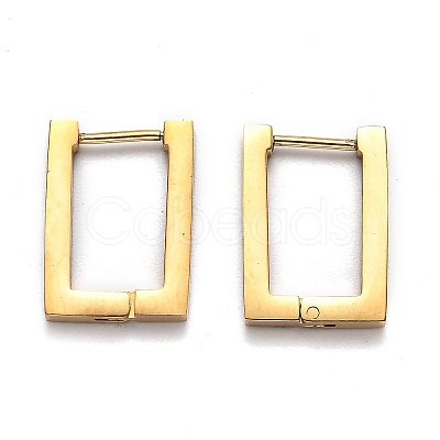 304 Stainless Steel Rectangle Huggie Hoop Earrings STAS-J033-10A-G-1