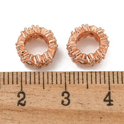 Rack Plating Brass Micro Pave Clear Cubic Zirconia Beads KK-U030-05RG-1