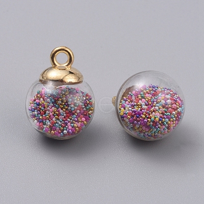 Transparent Glass Globe Pendants GLAA-TAC0002-K19-1