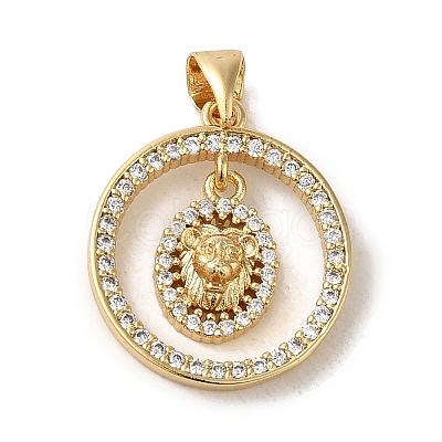 Brass Micro Pave Clear Cubic Zirconia Pendants KK-R162-085G-1