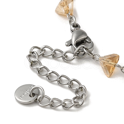 Triangle Glass Link Chain Bracelets BJEW-L685-02P-1