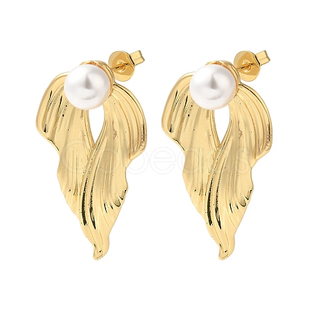 Rack Plating Brass Stud Earrings EJEW-B062-25G-1