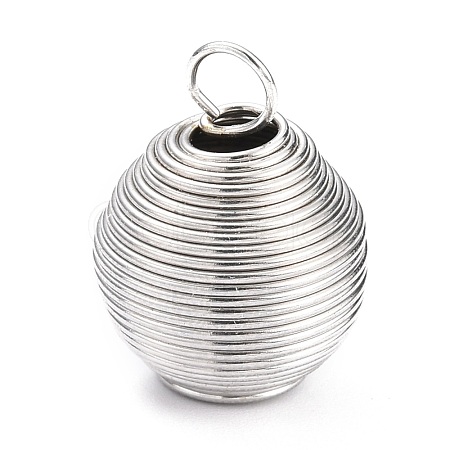 304 Stainless Steel Spiral Bead Cage Pendants STAS-Z033-03P-1