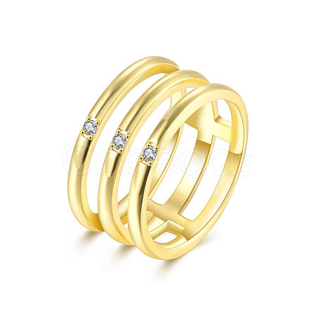 Trendy Gold Plated Brass Cubic Zirconia Wide Band Finger Rings RJEW-BB15365-6G-1