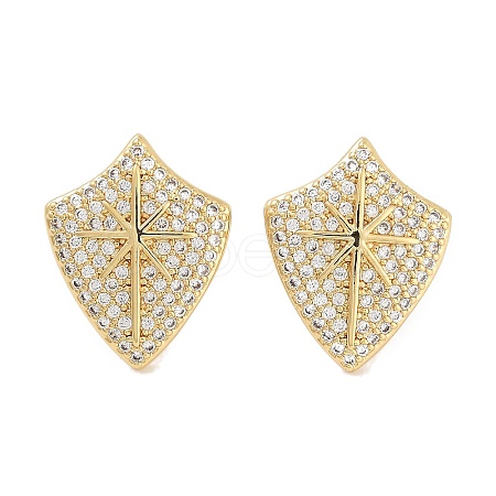 Brass Micro Pave Cubic Zirconia Stud Earrings for Women EJEW-E310-12G-02-1