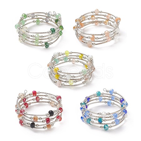 Glass Beads Five Loops Wrap Bracelets BJEW-JB09056-1