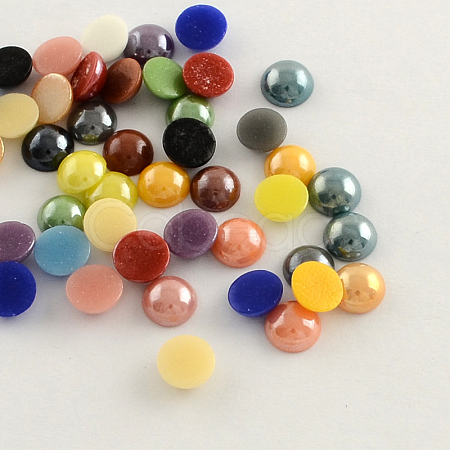 Pearlized Plated Opaque Glass Cabochons X-PORC-S801-4mm-M-1