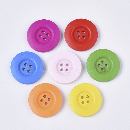 4-Hole Spray Painted Wooden Buttons BUTT-T006-018-1