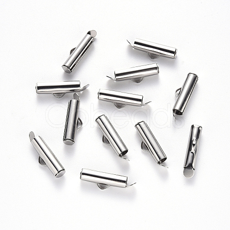 304 Stainless Steel Slide On End Clasp Tubes X-STAS-S115-01F-P-1