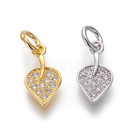 Brass Micro Pave Cubic Zirconia Charms ZIRC-J021-25-RS-1