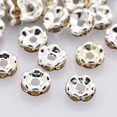 Brass Rhinestone Spacer Beads RB-A014-L6mm-14S-1