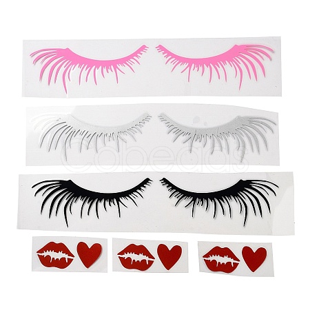 SUPERFINDINGS 6 Sets 3 Colors PVC Eyelashes & Lips Car Decorative Stickers DIY-FH0006-46-1