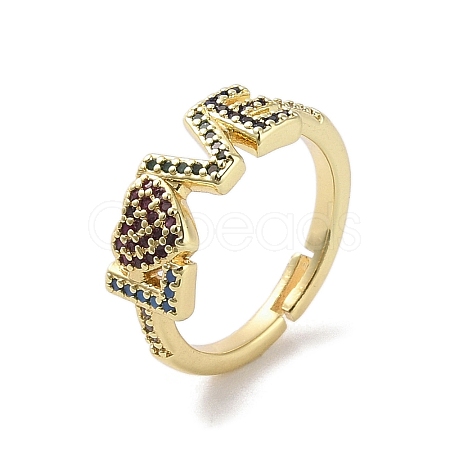 Brass Pave Cubic Zirconia Adjustable Rings RJEW-M170-15G-1