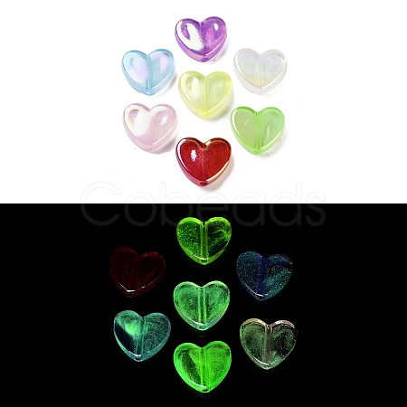 Luminous UV Plating Rainbow Iridescent Acrylic Beads OACR-O008-07-1