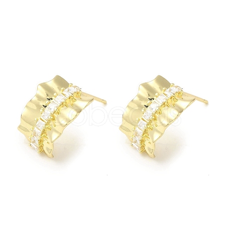 Brass Micro Pave Cubic Zirconia Studs Earrings Findings KK-K371-25G-1