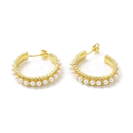 ABS Pearl Beaded Ring Stud Earrings EJEW-E273-16LG-1