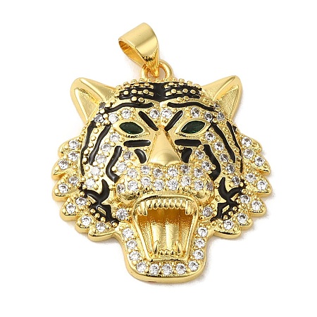 Brass Micro Pave Cubic Zirconia with Enamel Pendants KK-R162-034A-G-1-1