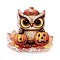 Halloween Printed Acrylic Pendants, Owl, Dark Orange, 34.5x34x2mm, Hole: 2mm