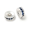 Brass Cubic Zirconia Spacer Beads, Long-Lasting Plated, Lead Free & Cadmium Free, Rondelle, Dark Blue, 6x2mm, Hole: 2mm