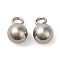 Non-Tarnish 304 Stainless Steel Charms, Ball Charm, Stainless Steel Color, 8x5mm, Hole: 2mm