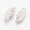 CCB Plastic Leaf Pendants, Platinum, 19x7x2mm, Hole: 2mm