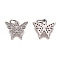 Brass Micro Pave Clear Cubic Zirconia Charms, with Jump Rings, Butterfly, Platinum, 11x12.5x2.5mm, Hole: 3mm