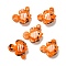 Handmade Lampwork Pendants, Fish, Dark Orange, 28.5~31x29~32x14.5~15.5mm, Hole: 1.5~2.5mm