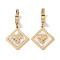 Rhombus with Elephant 304 Stainless Steel Shell Hoop Earrings, Dangle Earrings for Women, Real 18K Gold Plated, 40x21mm