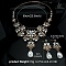 Alloy & Rhinestone Studs Earrings & Necklaces Set, Jewely for Women, Flower & Teardrop, Crystal, 600mm