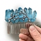 Natural Crystal Hair Combs, with Alloy Crown Hair Bands, for Women Girls, Deep Sky Blue, 78x37mm