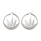 Non-Tarnish 304 Stainless Steel Hoop Earrings, Leaf, Stainless Steel Color, 43x40.5x2.5mm