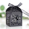 Cross Hollow Candy Paper Gift Boxes, For Wedding Party Supplies, Square with Ribbon, Black, 5x5x8cm