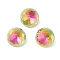 Glass Rhinestone Cabochons, Flat Back & Back Plated, Faceted, Diamond, Vitrail Rose, 10x5.5mm