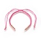 Nylon Cord Braided Bead Bracelets Making, with Brass Beads, Long-Lasting Plated, Real Rose Gold Plated, Pearl Pink, 10-1/4 inch~11-5/8 inch(26~29.6cm)