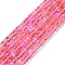 Frosted Transparent Glass Beads Strands, Rondelle, Hot Pink, 8x5mm, Hole: 1mm, about 75pcs/strand, 14.96''(38cm)