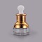 20ml Essential Oil Teardrop Bottles, with Golden Lid & Plastic Stopper, Clear, 82mm, Capacity: about 20ml(0.67 fl. oz)