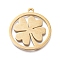 Ion Plating(IP) 304 Stainless Steel Pendants, Manual Polishing, Ring with Clover, Golden, 28.5x25.5x1.5mm, Hole: 2mm