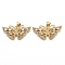 Brass Micro Pave Clear Cubic Zirconia Pendants, Long-Lasting Plated, Butterfly, Real 18K Gold Plated, 16.5x31.5x4mm, Hole: 3x4.5mm