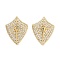 Brass Micro Pave Cubic Zirconia Stud Earrings for Women, Long-Lasting Plated, Cadmium Free & Lead Free, Real 18K Gold Plated, Star, 18x14.5mm