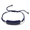 Curved Rectangle Natural Lapis Lazuli Adjustable Nylon Cord Braided Bead Bracelets for Women Men, Inner Diameter: 1-1/4~3-1/8 inch(3.2~8cm)