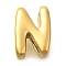 Ion Plating(IP) 304 Stainless Steel Slide Charms, Real 14K Gold Plated, Letter N, 9x6.5x4.5mm, Hole: 2.5x2.5mm and 3.5x2.5mm