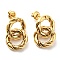 304 Stainless Steel Grooved Ring Dangle Stud Earrings, Real 14K Gold Plated, 22.5x15mm