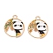 Panda Theme Alloy Enamel Pendants, Light Gold, Lead Free & Cadmium Free, Gold, 25x21.5x1mm, Hole: 2mm