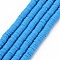 Handmade Polymer Clay Bead Strands, Heishi Beads, Disc/Flat Round, Deep Sky Blue, 6x0.5~1mm, Hole: 2mm, about 320~447pcs/strand, 15.74 inch~16.92 inch