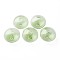 Transparent Handmade Blown Glass Globe Beads, Stripe Pattern, Flat Round, Lawn Green, 20~21x13~14mm, Hole: 1~2mm