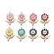 Alloy Enamel Pendants, Golden, Sunflower, Mixed Color, 27x19x3.5mm, Hole: 1.8mm