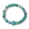 Dyed Natural Weathered Agate Round Beaded Stretch Bracelets, Synthetic Turquoise Turtle Bracelet, Green, Inner Diameter: 2-1/8 inch(5.5cm)